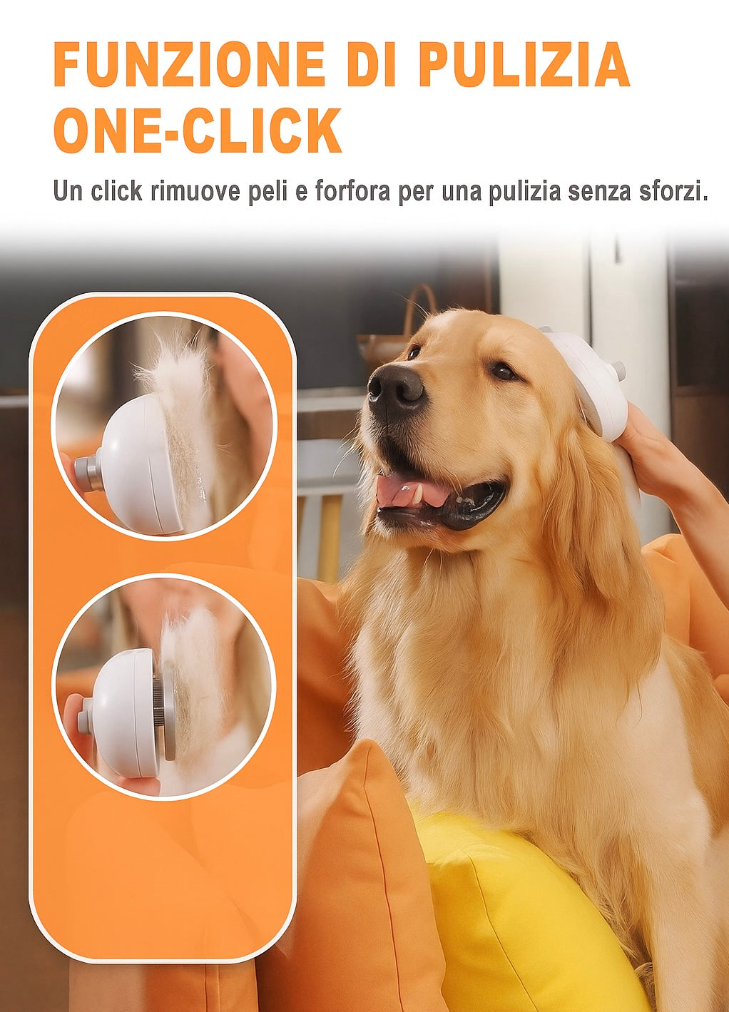 Spazzola Luno™ per toelettatura per cani con tecnologia a vapore