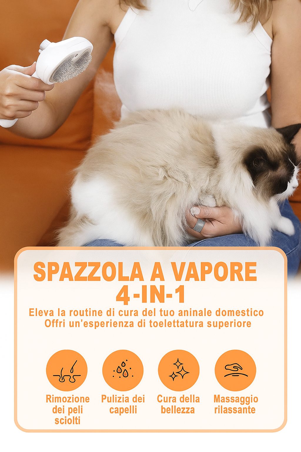 Spazzola Luno™ per toelettatura per cani con tecnologia a vapore